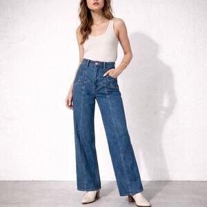 Stone Immaculate 70s Style Star Jeans size 26 Make in USA